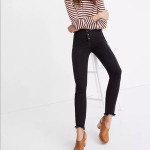 Madewell 9” High-Rise Skinny Jeans in Berkeley Black: Button-Through Edition